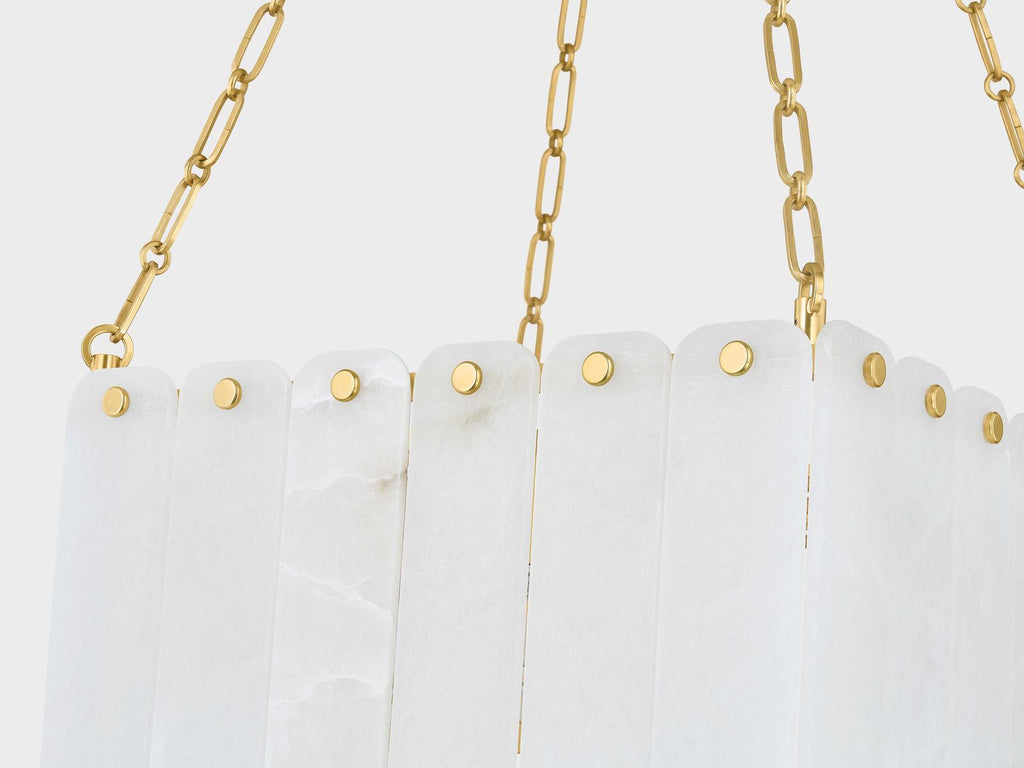 Hudson Valley Moissanite 17-Light Tiered Chandelier in Aged Brass White Alabaster