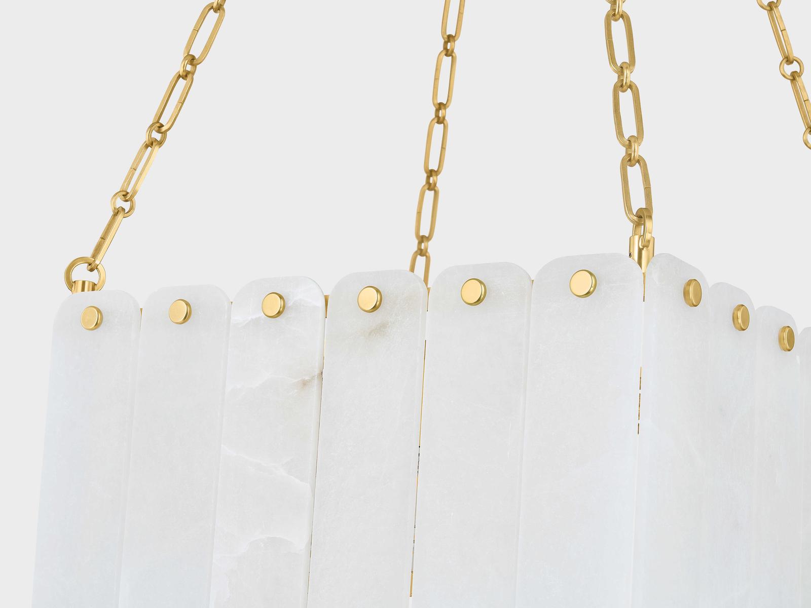 Hudson Valley Moissanite 17-Light Tiered Chandelier in Aged Brass White Alabaster
