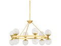 Hudson Valley Grafton 12-Light Round Chandelier Aged Brass White Alabaster Globes