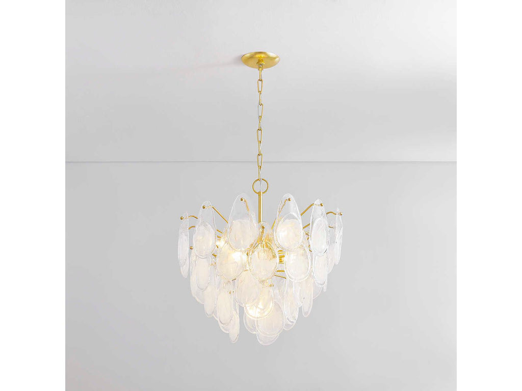 Hudson Valley Darcia 7-Light Chandelier in Aged Brass with Glass Teardrops