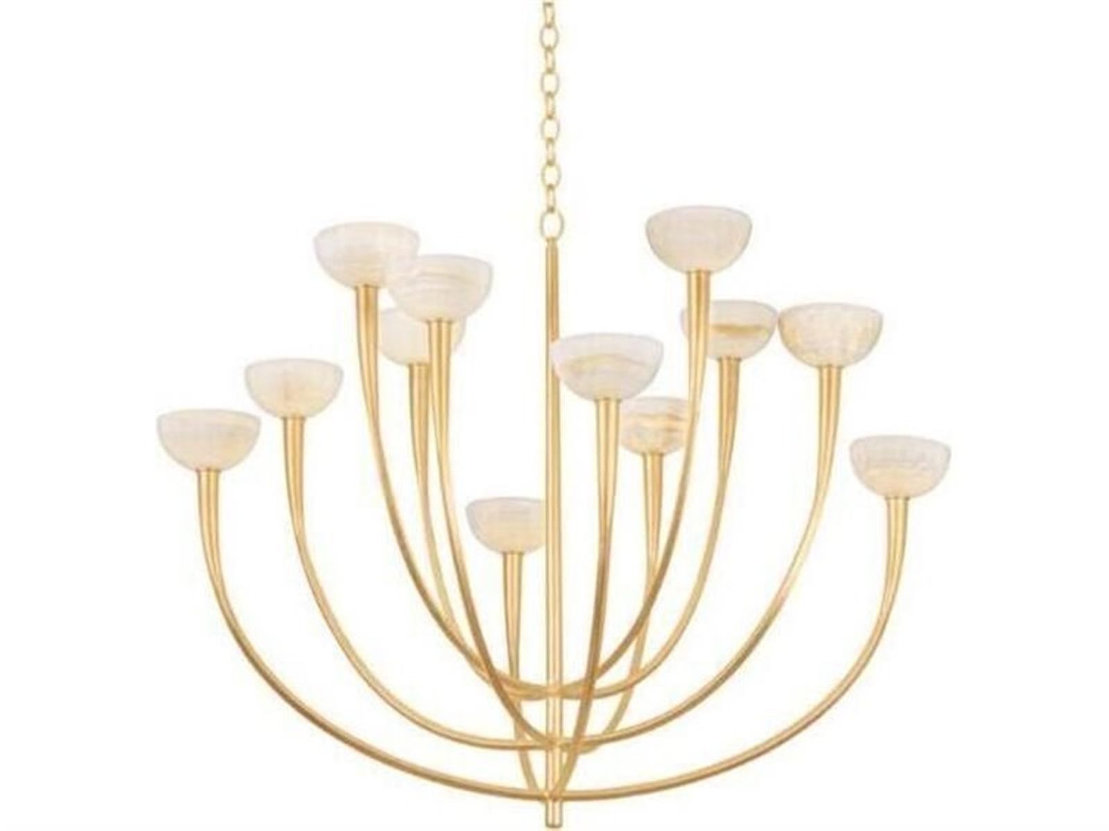 Hudson Valley Maywood 12-Light Chandelier in Vintage Gold Leaf with Onyx Shades