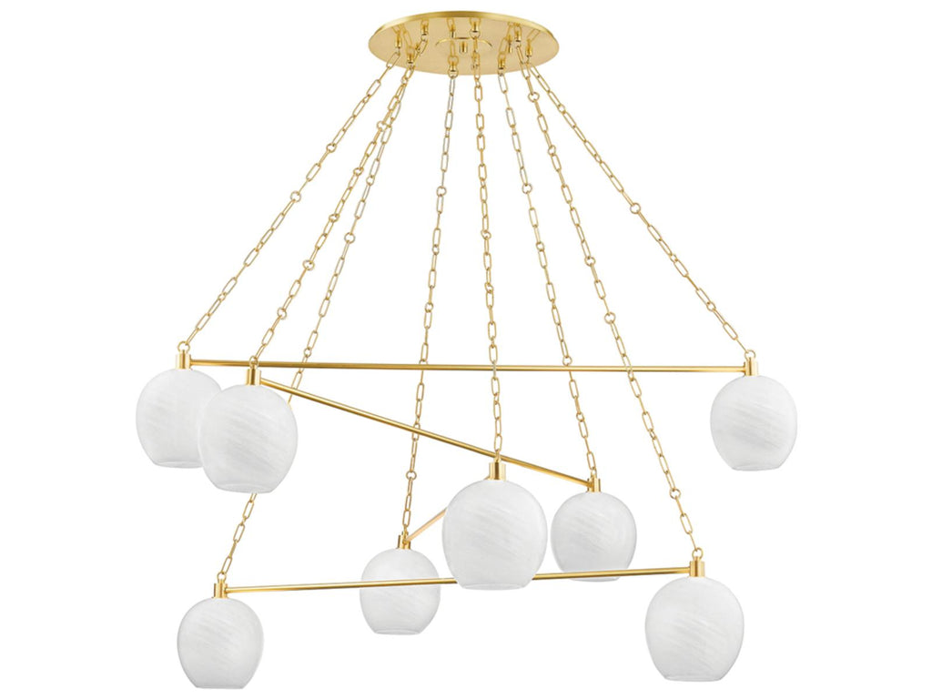 Hudson Valley Asbury Park 8-Light Chandelier in Aged Brass with Glass Globes