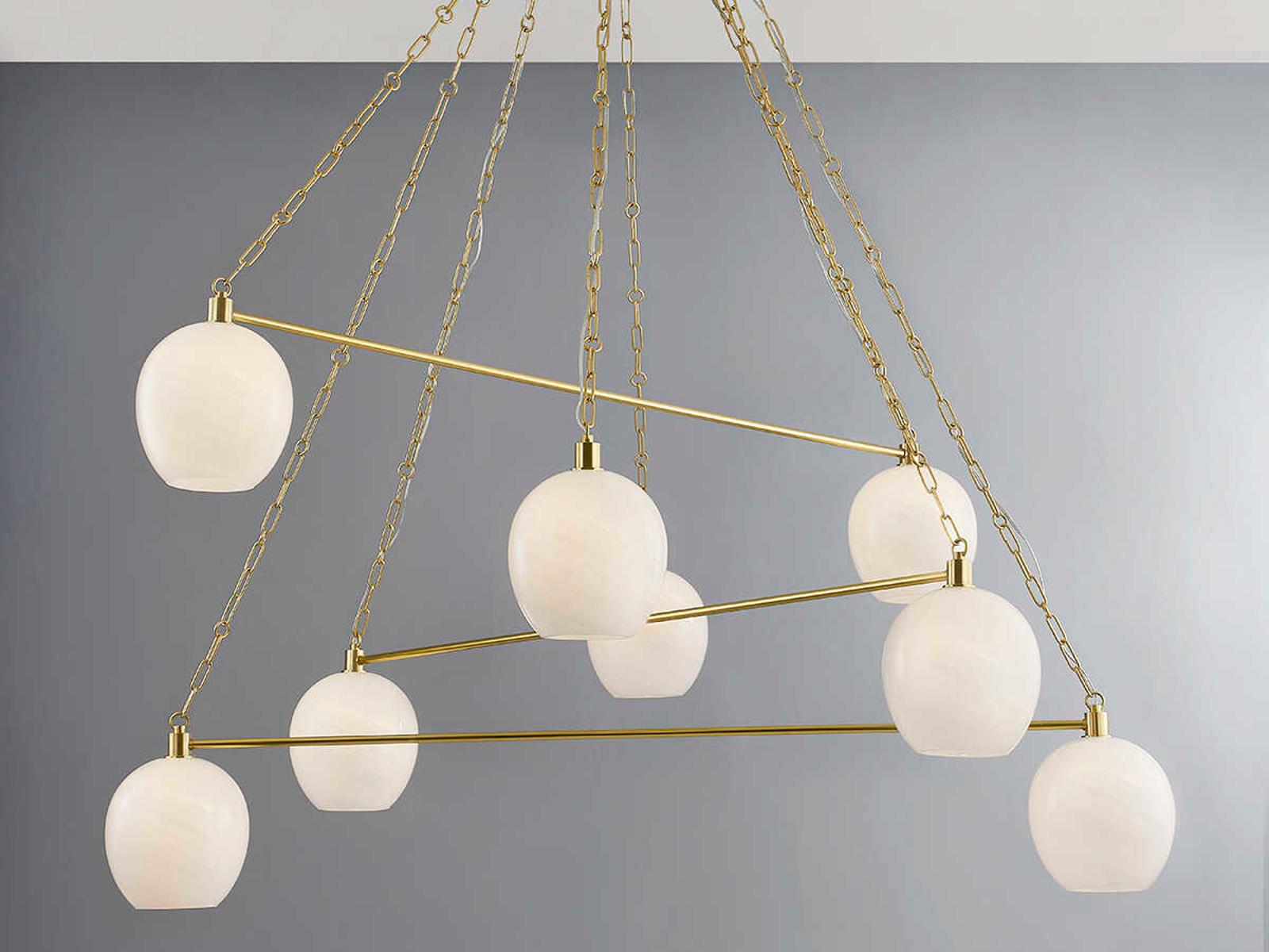 Hudson Valley Asbury Park 8-Light Chandelier in Aged Brass with Glass Globes
