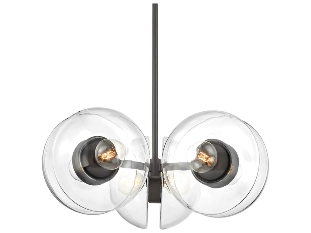 Hudson Valley Kert 6-Light Round Chandelier in Black Brass with Clear Glass