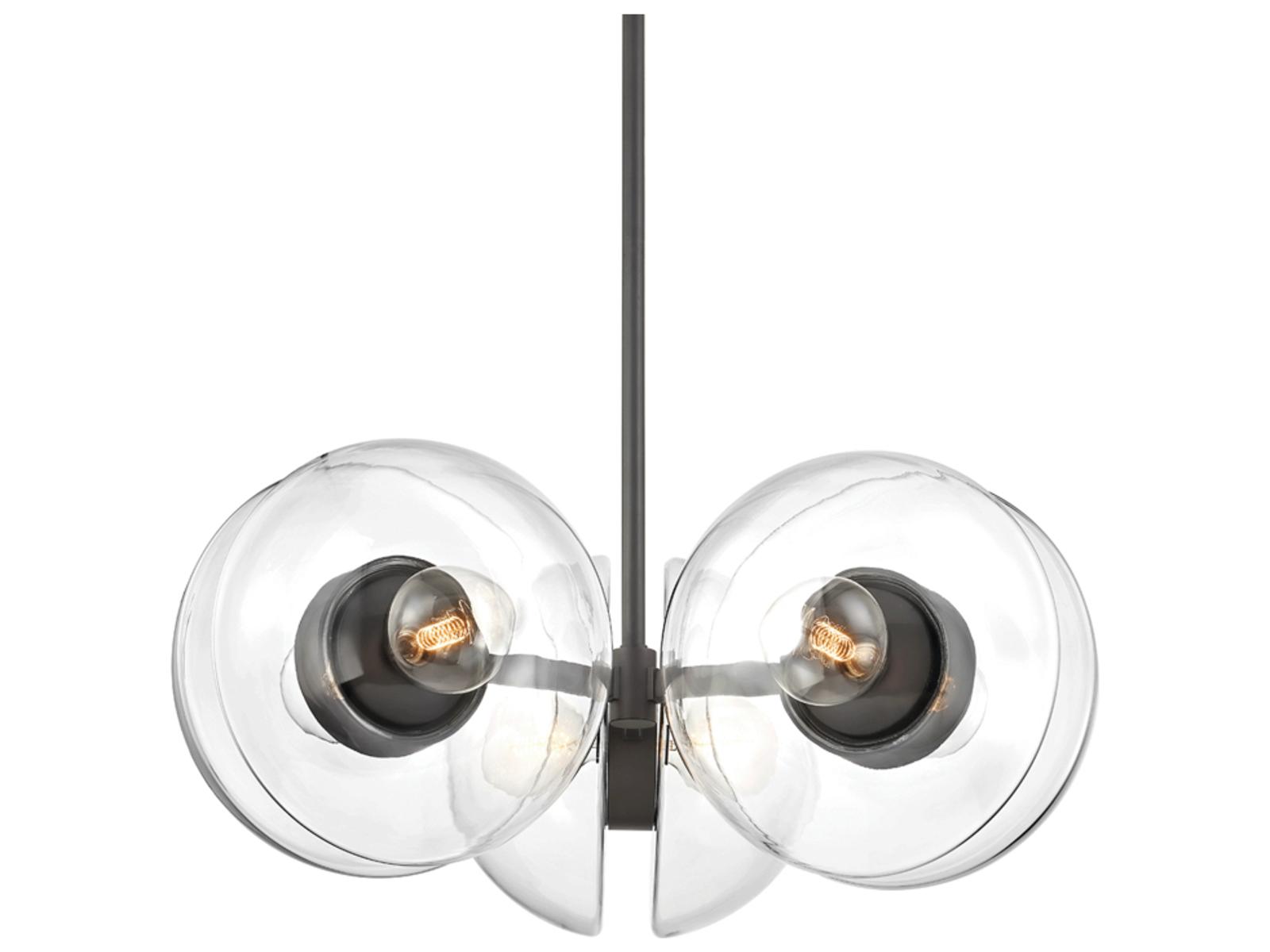 Hudson Valley Kert 6-Light Round Chandelier in Black Brass with Clear Glass
