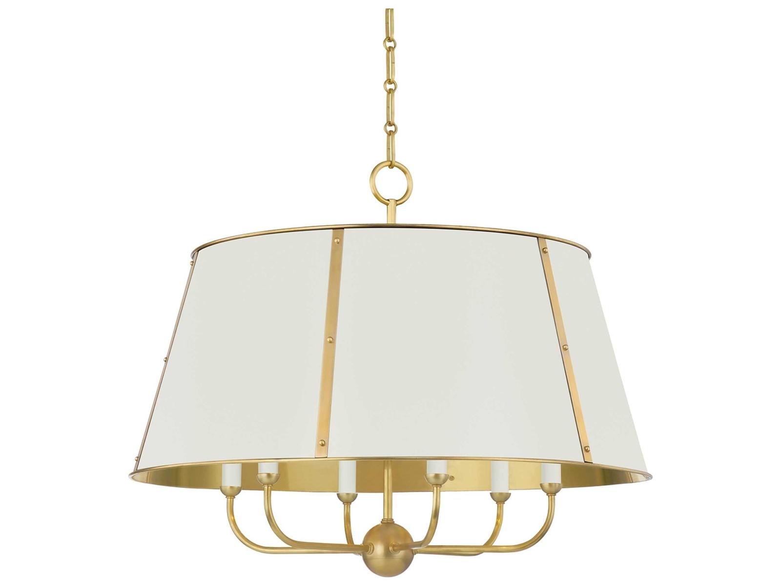 Hudson Valley Cambridge 6-Light Aged Brass Off White Candelabra Chandelier