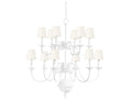 Hudson Valley Windsor 12-Light Empire Chandelier in White Plaster with Linen Shades