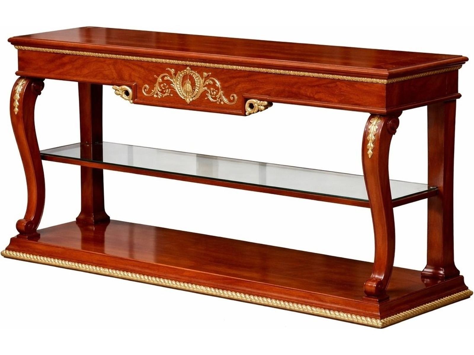 E-38 Rectangular Wood Console Table with Shelf