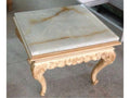 E-57 Square Marble End Table in White and Gold