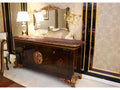 E-63 Traditional Walnut Wood Sideboard with Antique Gold Accents