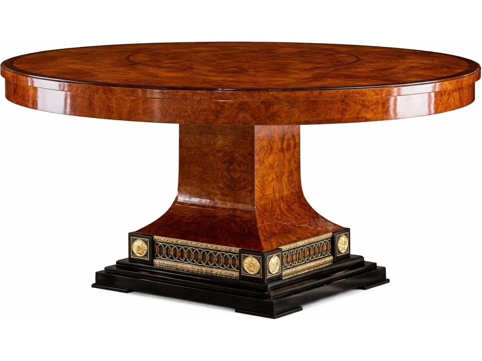 E-69 Round Wood Dining Table with High-Gloss Finish