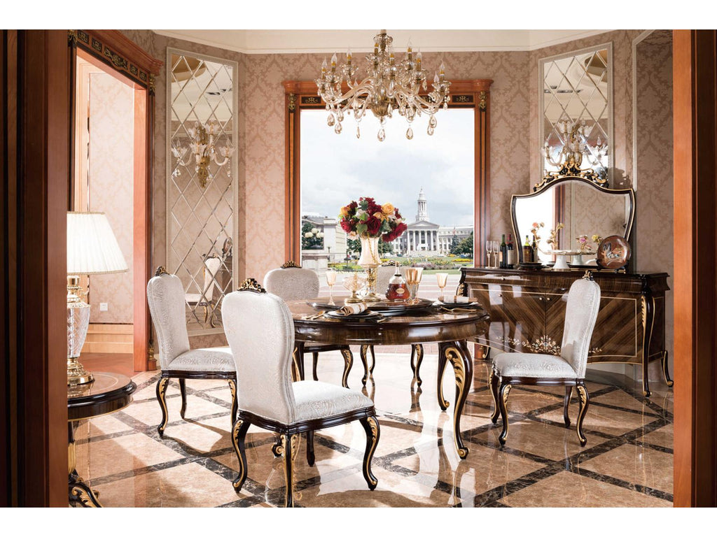 E-70 Round Wood Dining Table with Walnut Design