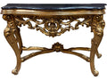 Fon Rectangular Marble Console Table with Antique Gold Base