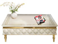 Lux-809 Rectangular Glass Coffee Table Off-White and Gold