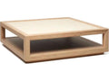 Walsh Square Marble Coffee Table with Saddle Honey Oak Base