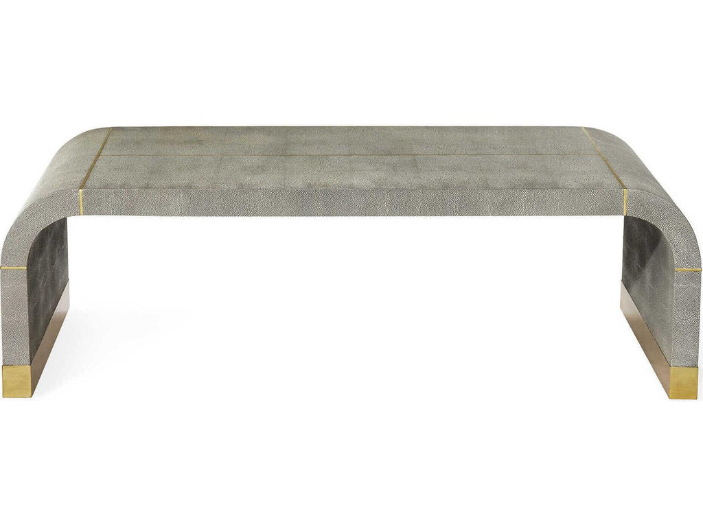 Sutherland Rectangle Coffee Table Faux Shagreen and Brushed Brass