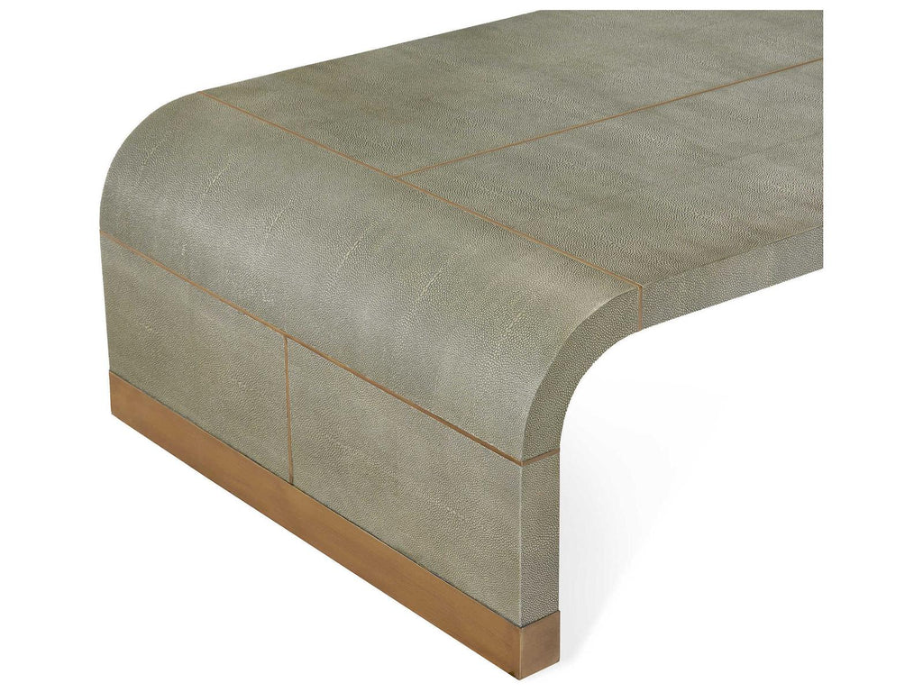 Sutherland Rectangle Coffee Table Faux Shagreen and Brushed Brass