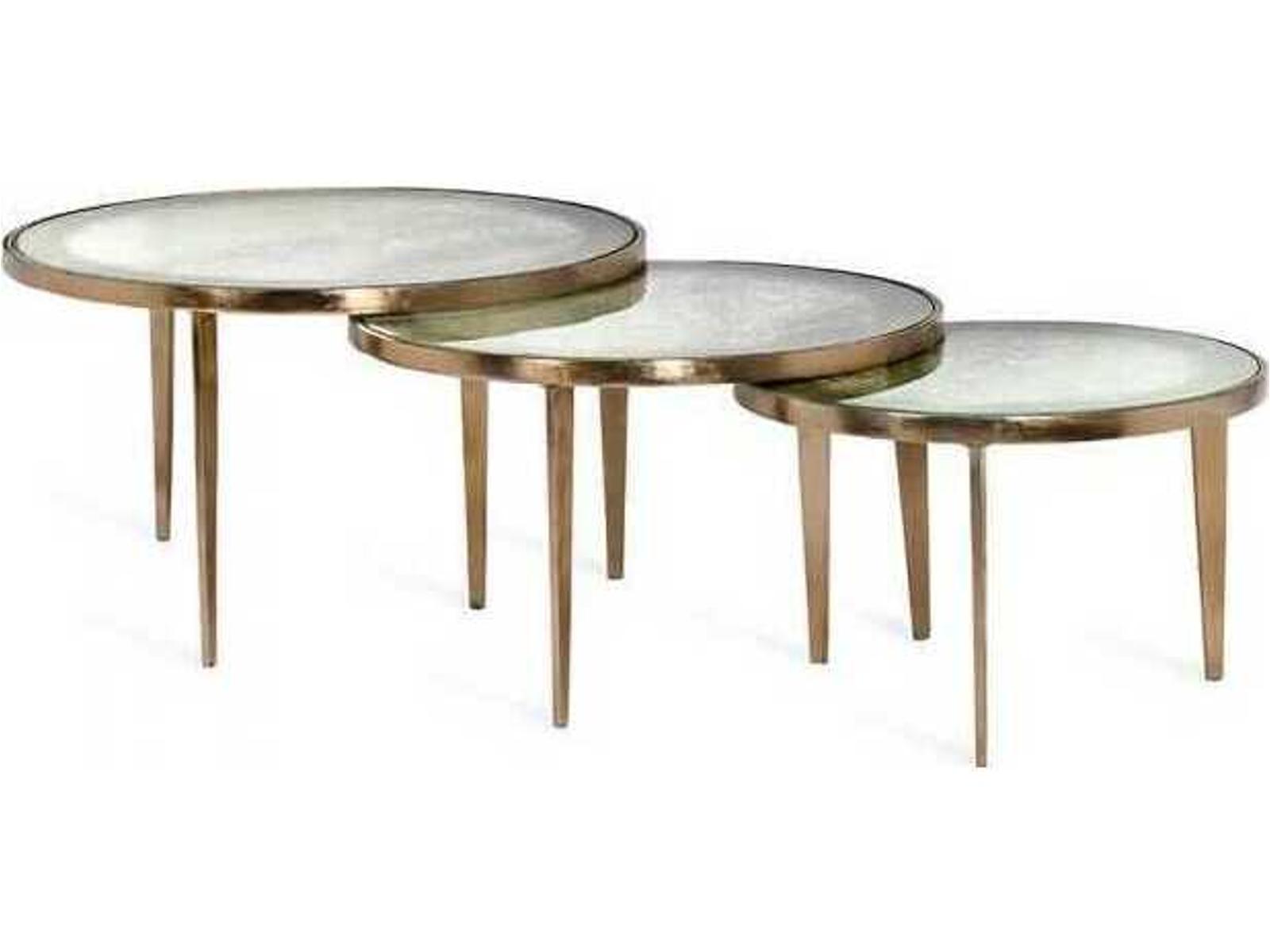 Jan Round Reactive Glass 3-Piece Nesting Coffee Table Set