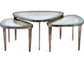 Jan Bunching Antique Nickel Blue Grey Reactive Glass Coffee Tables