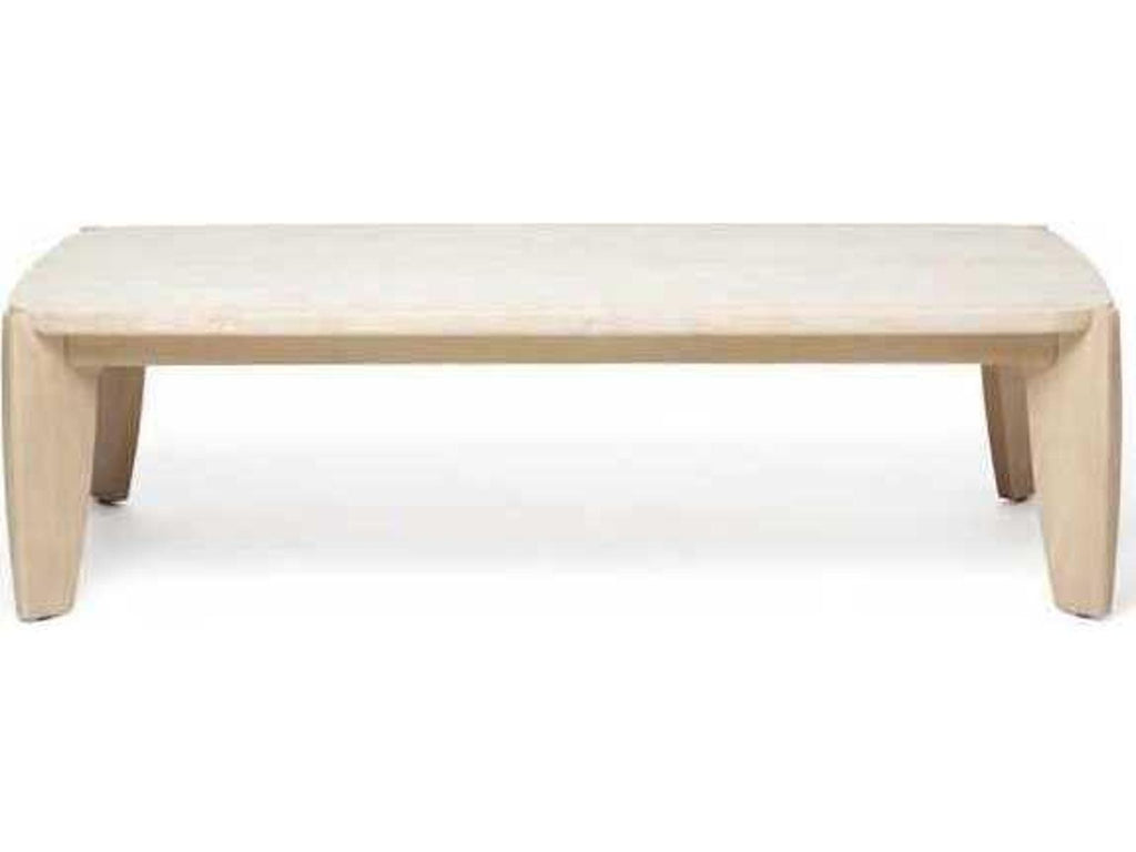 Rocco Rectangular Stone Raw Travertine Saddle Coffee Table