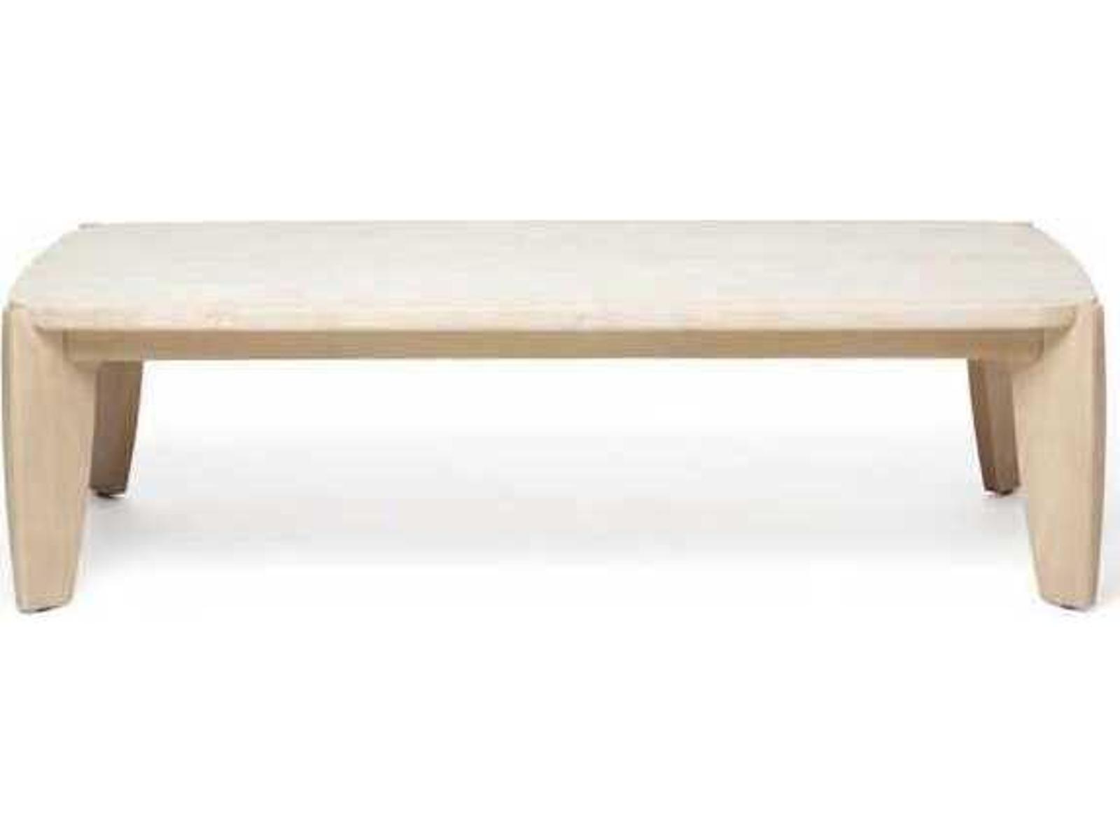Rocco Rectangular Stone Raw Travertine Saddle Coffee Table