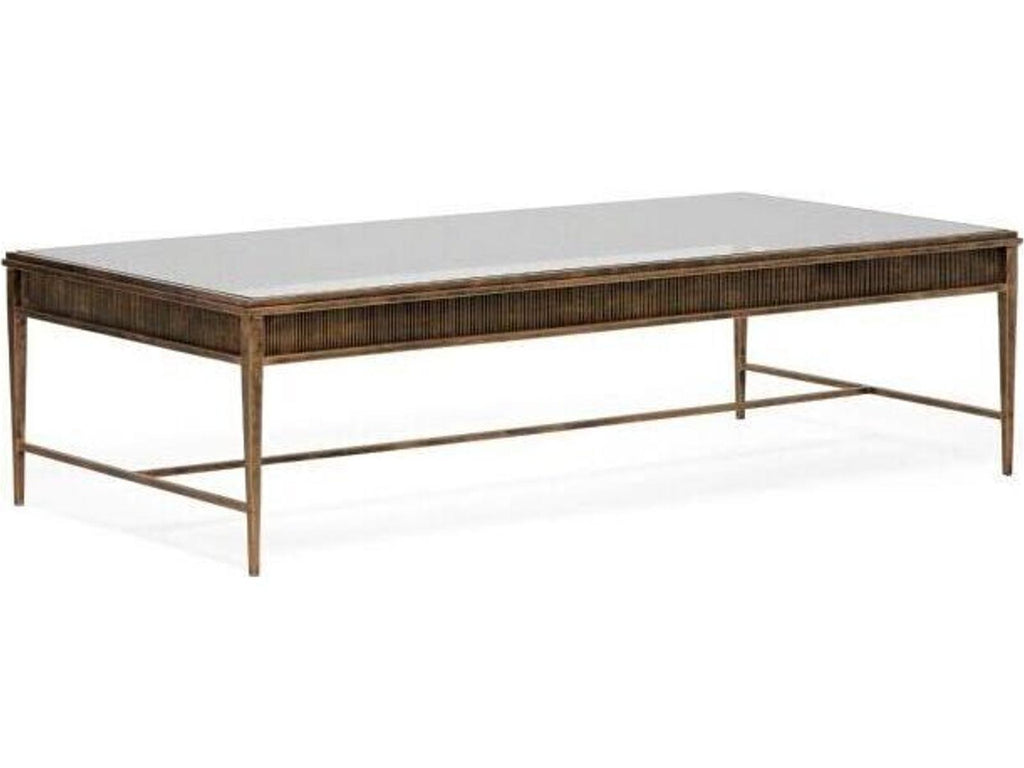 Camille Rectangular Coffee Table in Gilded Brass and Clear Glass