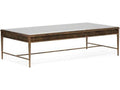 Camille Rectangular Coffee Table in Gilded Brass and Clear Glass