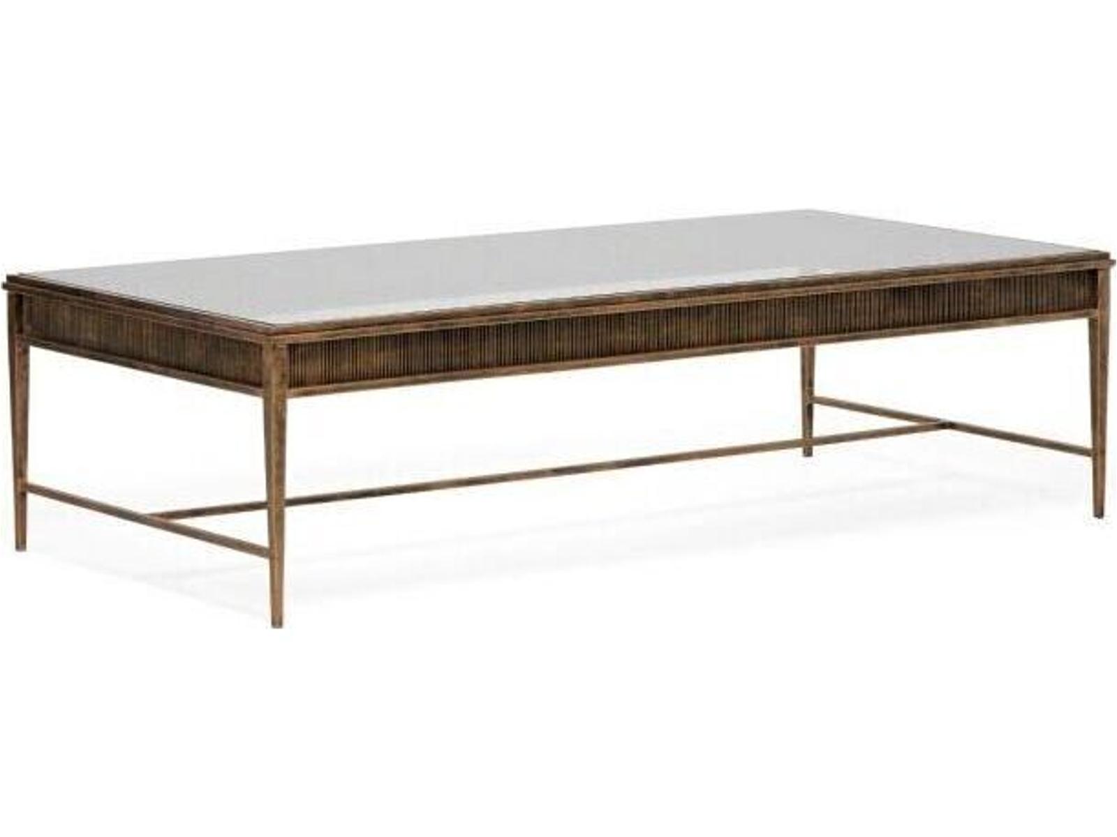 Camille Rectangular Coffee Table in Gilded Brass and Clear Glass
