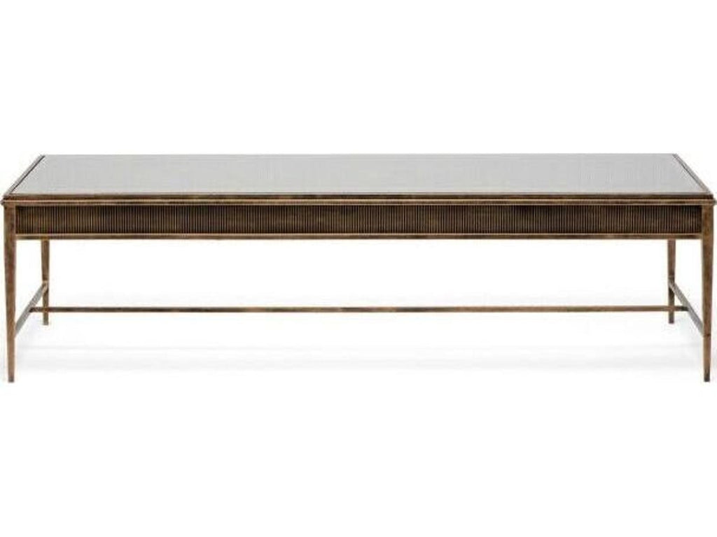 Camille Rectangular Coffee Table in Gilded Brass and Clear Glass