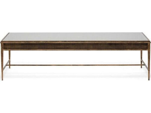 Camille Rectangular Coffee Table in Gilded Brass and Clear Glass