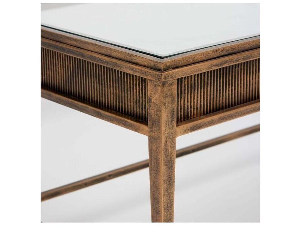 Camille Rectangular Coffee Table in Gilded Brass and Clear Glass