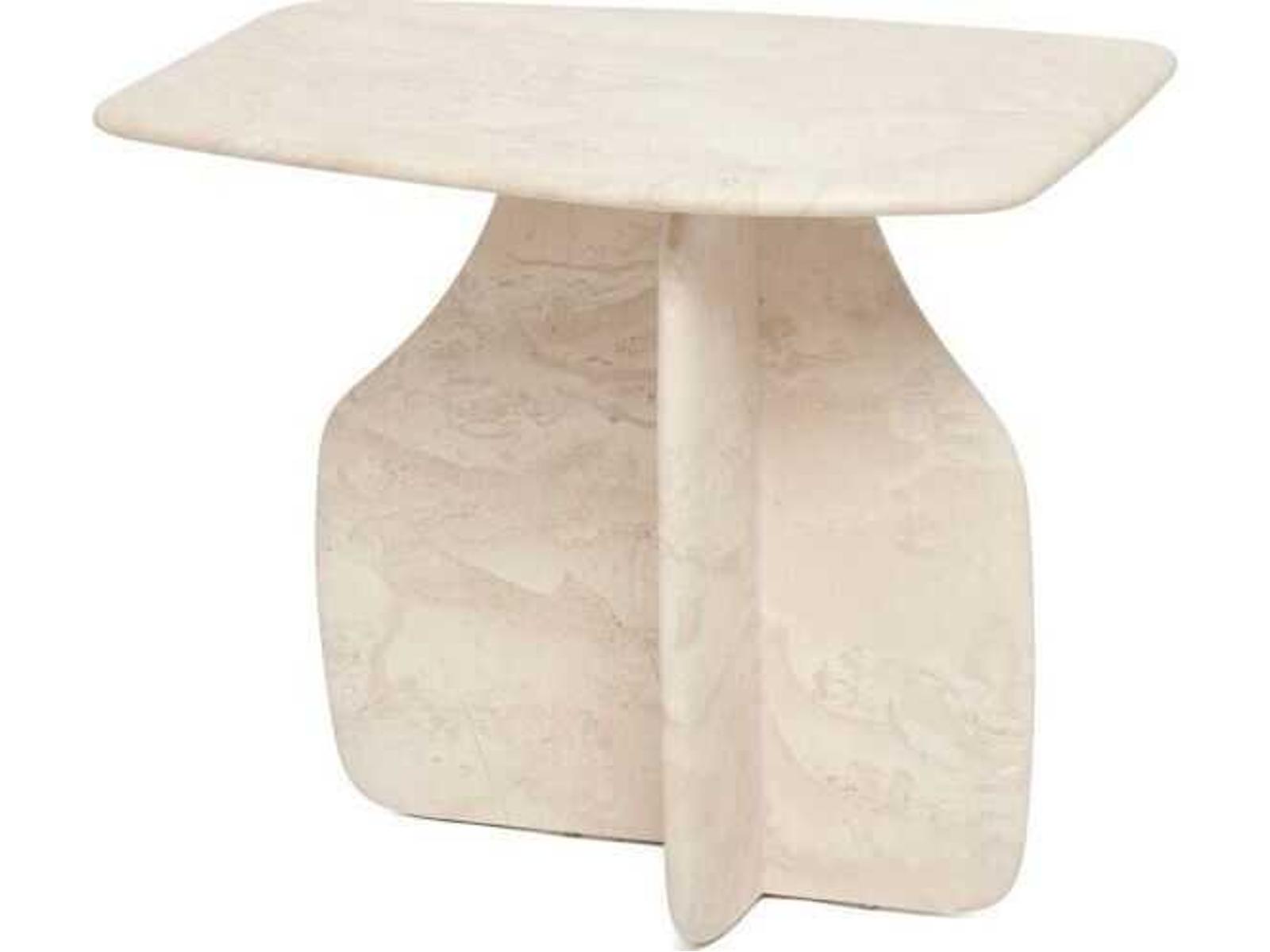 Celine Marble End Table in Biscuit
