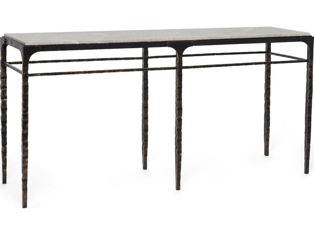 Channing Rectangular Console Table in Gilded Dark Bronze and Emperador Grey Marble