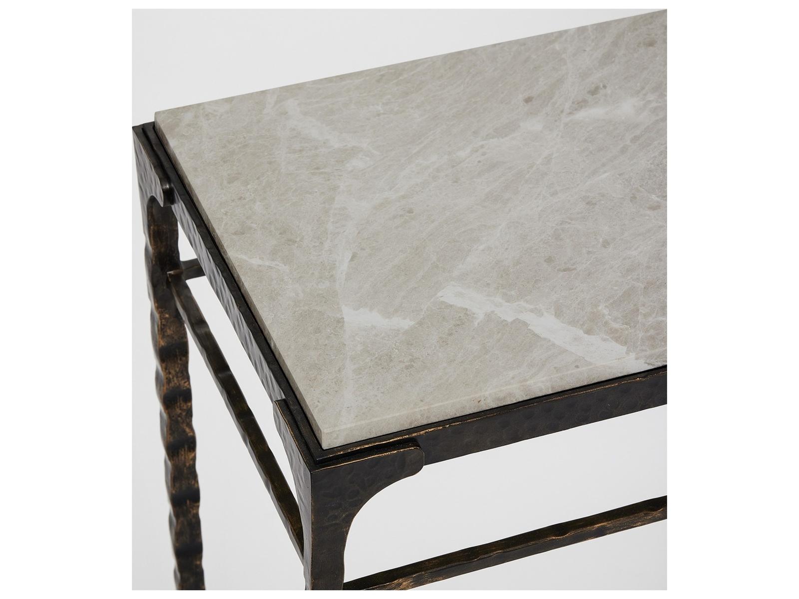 Channing Rectangular Console Table in Gilded Dark Bronze and Emperador Grey Marble