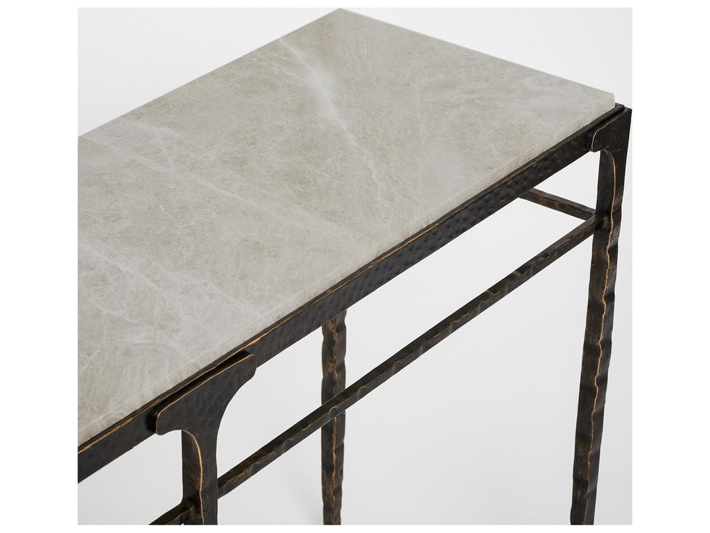 Channing Rectangular Console Table in Gilded Dark Bronze and Emperador Grey Marble