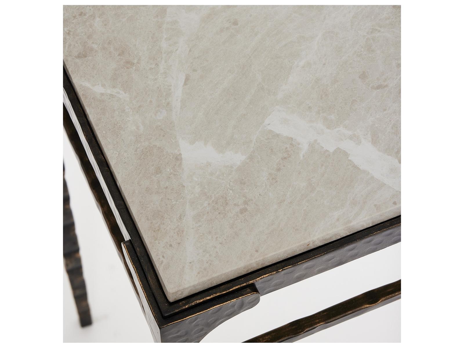 Channing Rectangular Console Table in Gilded Dark Bronze and Emperador Grey Marble