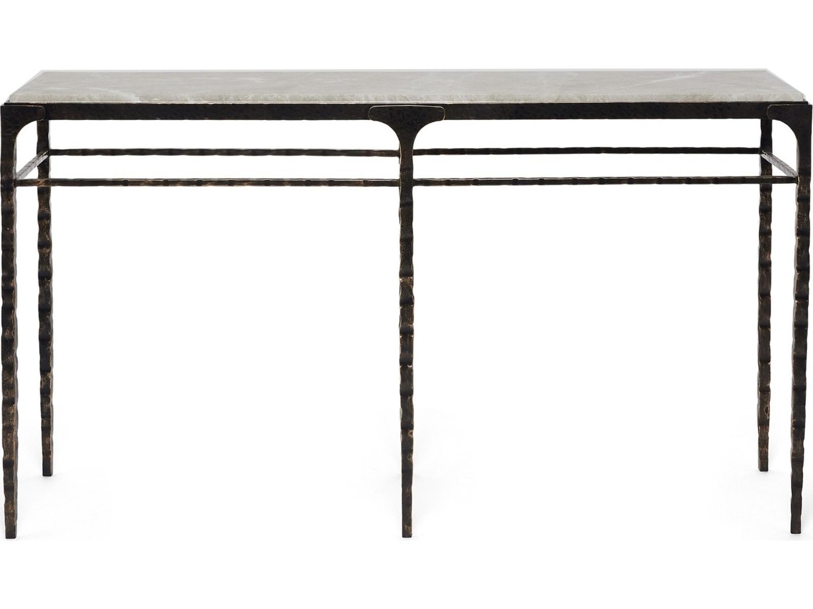 Channing Rectangular Marble Gilded Dark Bronze Console Table