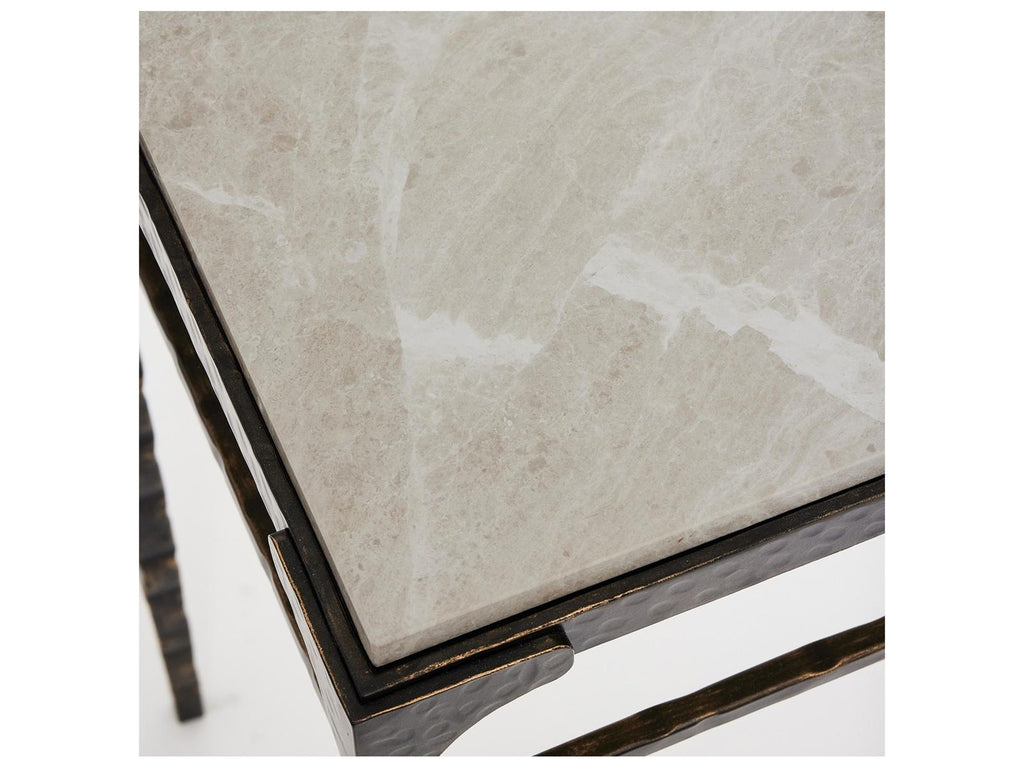 Channing Rectangular Marble Gilded Dark Bronze Emperador Grey Console Table