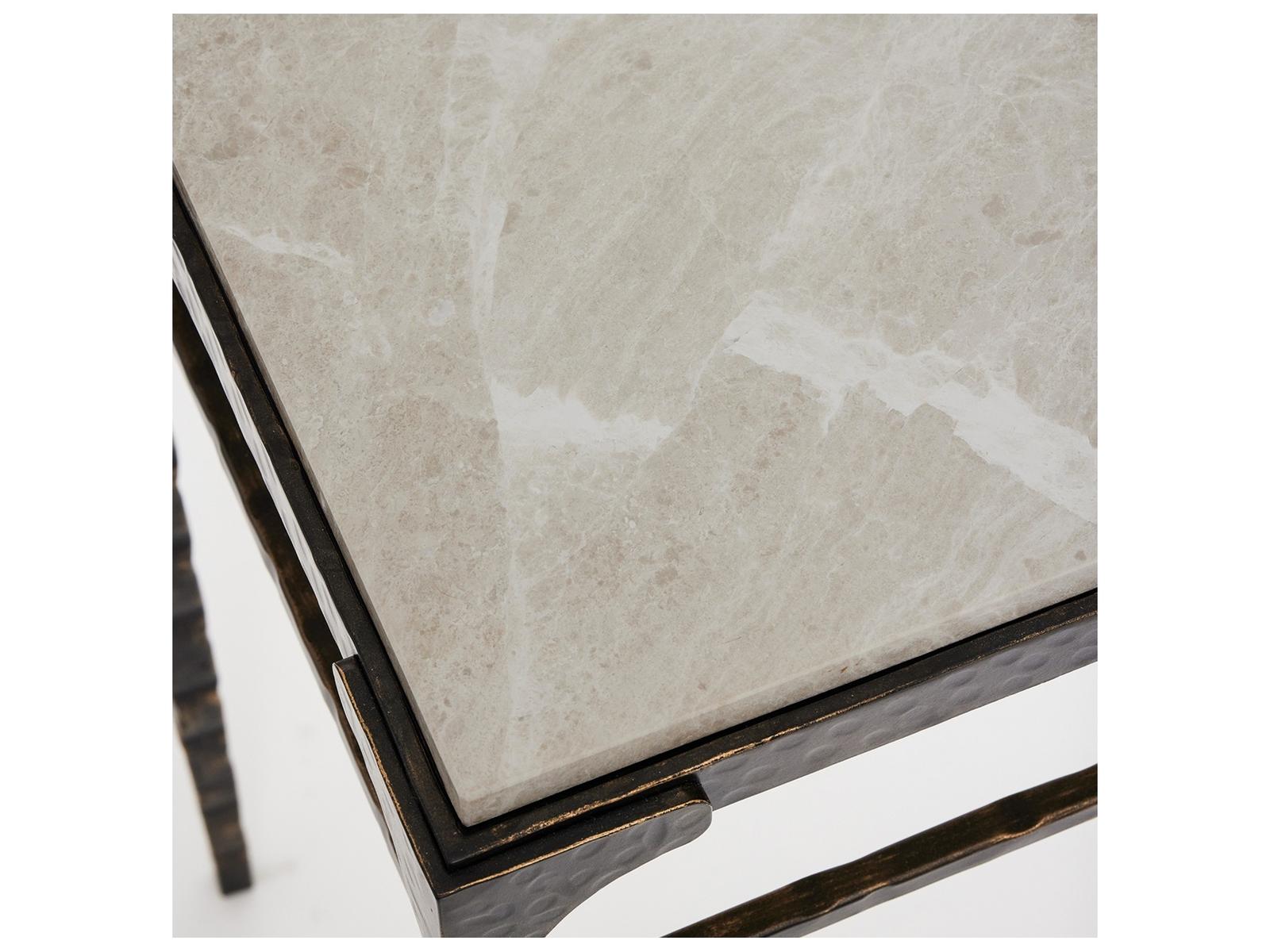 Channing Rectangular Marble Gilded Dark Bronze Emperador Grey Console Table