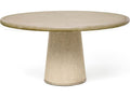 Harperly 60-Inch Round Dining Table Washed Taupe Oak and Aged Bronze