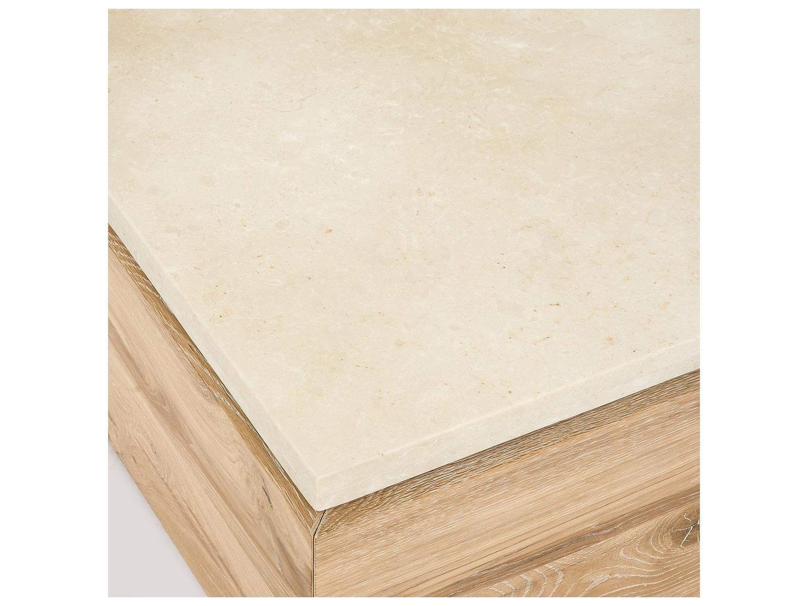 Branford Rectangular Marble Saddle Honey Coffee Table