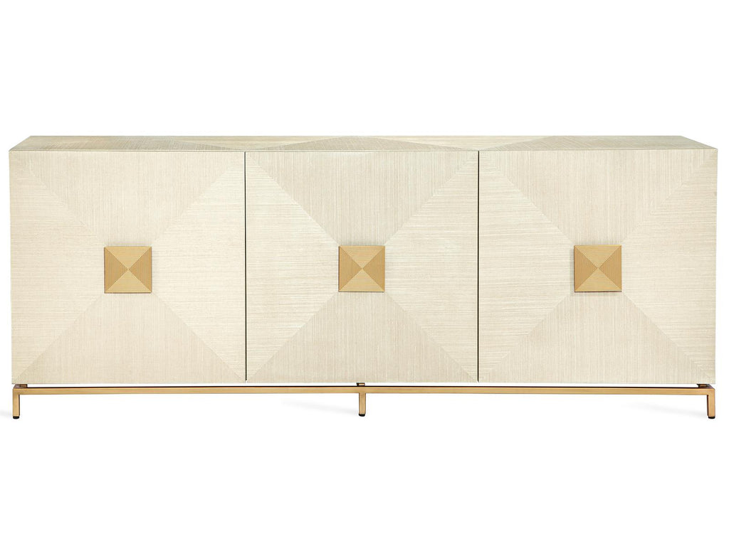 Gaspard 84-Inch Sisal Wood Metal Buffet Sideboard in Latte and High Gloss Navy