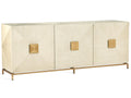Gaspard 84-Inch Sisal Wood Metal Buffet Sideboard in Latte and High Gloss Navy
