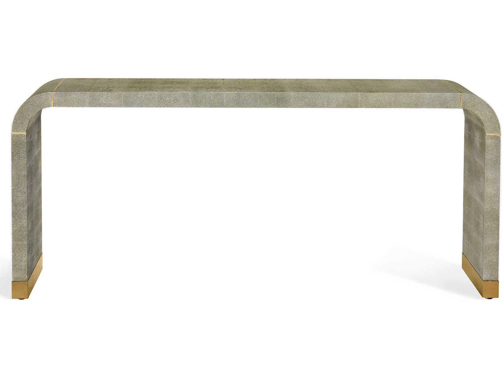 Sutherland Rectangular Console Table with Sorrel Grey Shagreen and Brushed Brass