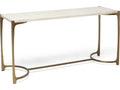 Beaumont Rectangular Stone Raw Travertine Golden Bronze Console Table
