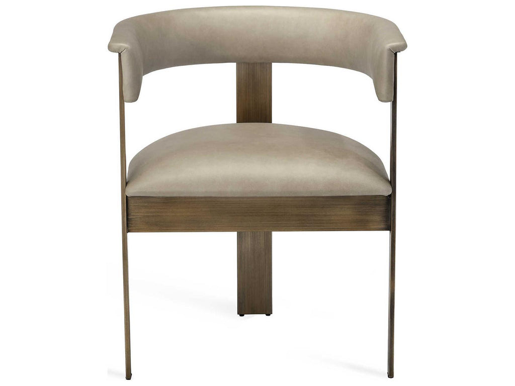 Darcy Upholstered Leather Dining Armchair in Antique Bronze and Fawn Taupe