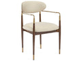 Cidra Walnut Wood Beige Arm Dining Chair