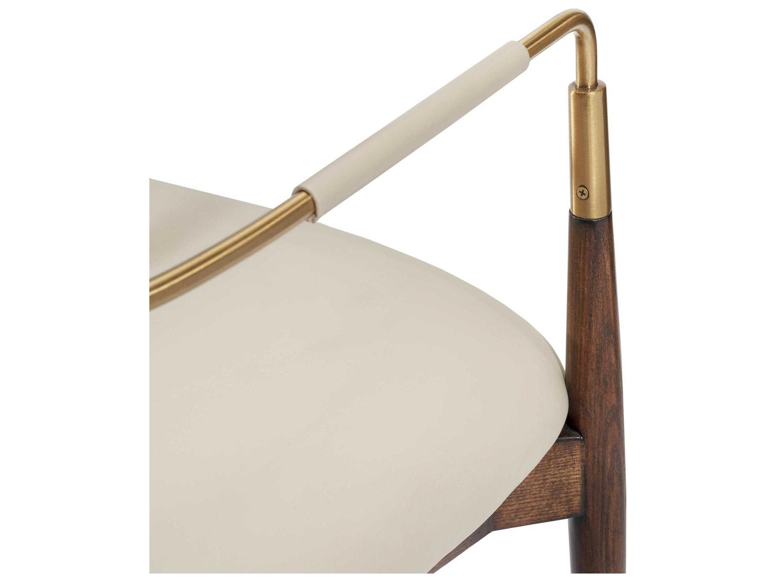 Cidra Walnut Wood Beige Arm Dining Chair