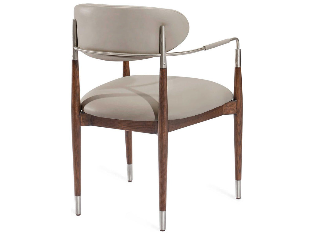 Cidra Upholstered Ash Wood Arm Dining Chair in Walnut and Brown