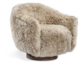 Simone Swivel Beige Leather Accent Chair